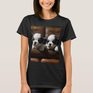 Super Niedliche Welpen auf dem Sofa 1 T-Shirt