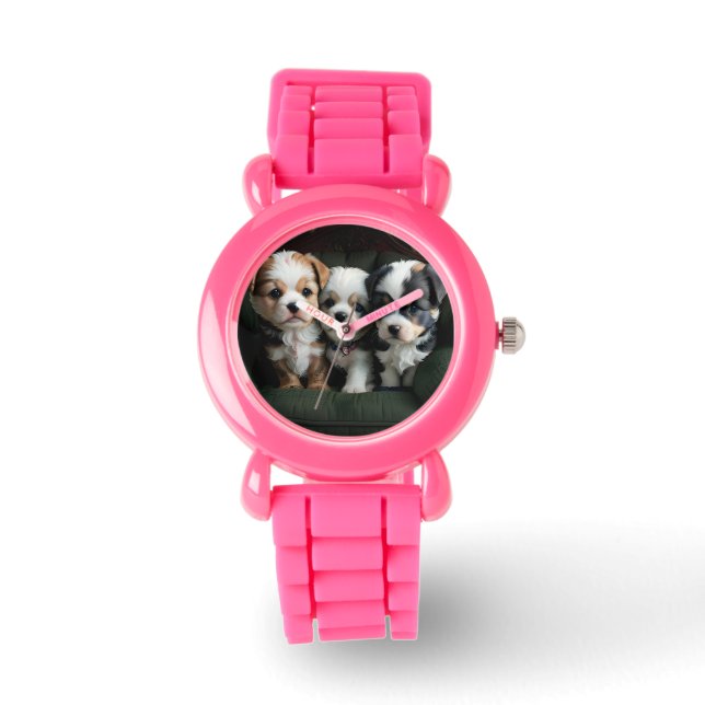 Super Niedliche Welpen auf dem Sofa 2 Armbanduhr (Vorderseite)