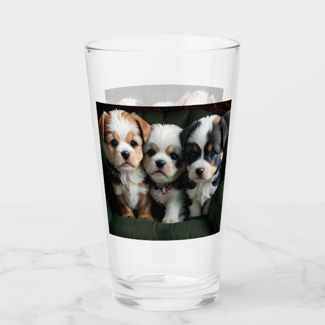 Super Niedliche Welpen auf dem Sofa 2 Glas (Vorderseite)