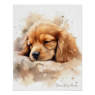 Super niedlicher Engel schlafend Welpe Cocker Span Poster