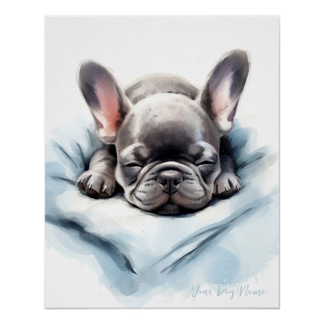 Super niedlicher Engel schlafend Welpe French Bull Poster (Vorderseite)