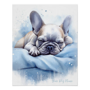 Super niedlicher Engel schlafend Welpe French Bull Poster