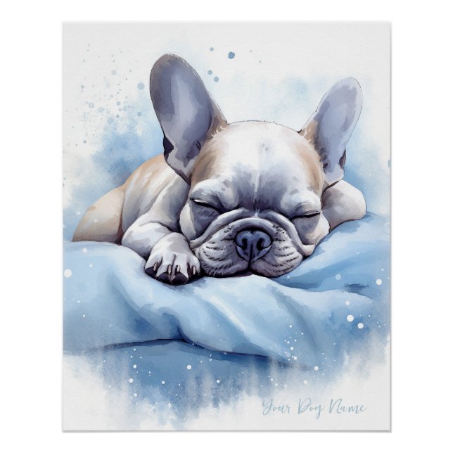 Super niedlicher Engel schlafend Welpe French Bull Poster (Vorderseite)