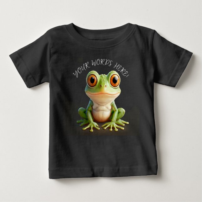 Super Niedlicher Frosch Cartoon Bearbeiten Text Baby T-shirt (Vorderseite)
