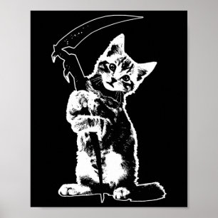 Super Niedlicher Grim Sensenmann Katzenkatze Funny Poster