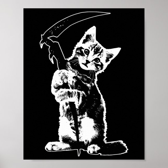 Super Niedlicher Grim Sensenmann Katzenkatze Funny Poster (Vorne)