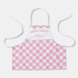 Super Niedlicher Head Baker Pink Gingham Name Schürze