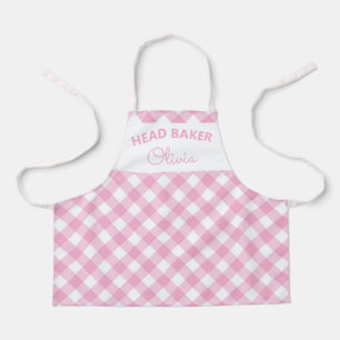 Super Niedlicher Head Baker Pink Gingham Name Schürze