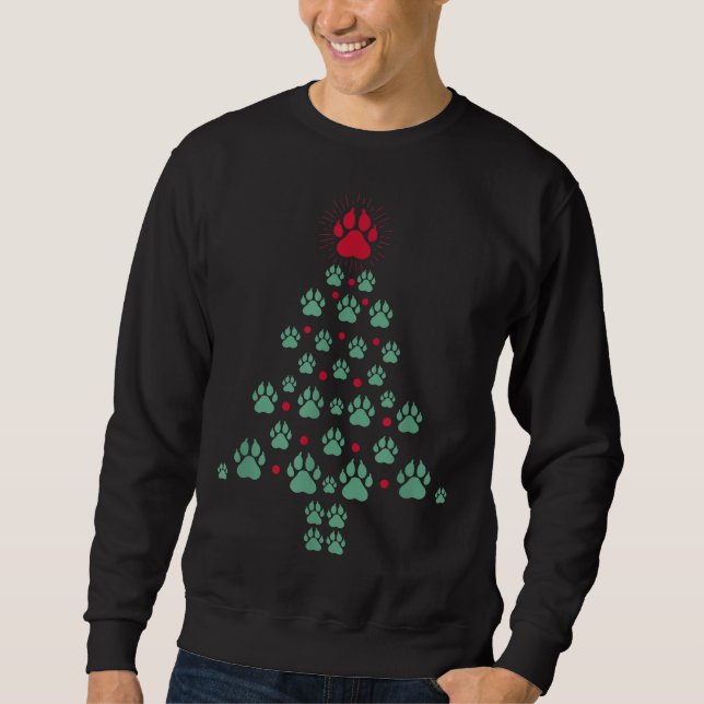 Super Niedlicher Hundeschlitten Foot Print Christm Sweatshirt (Vorderseite)