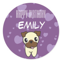 Super Niedlicher Mops Lila Herzdesign