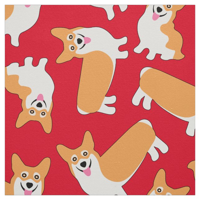 Super Niedlicher Pembroke Welsh Corgi Pattern Red Stoff (Muster)