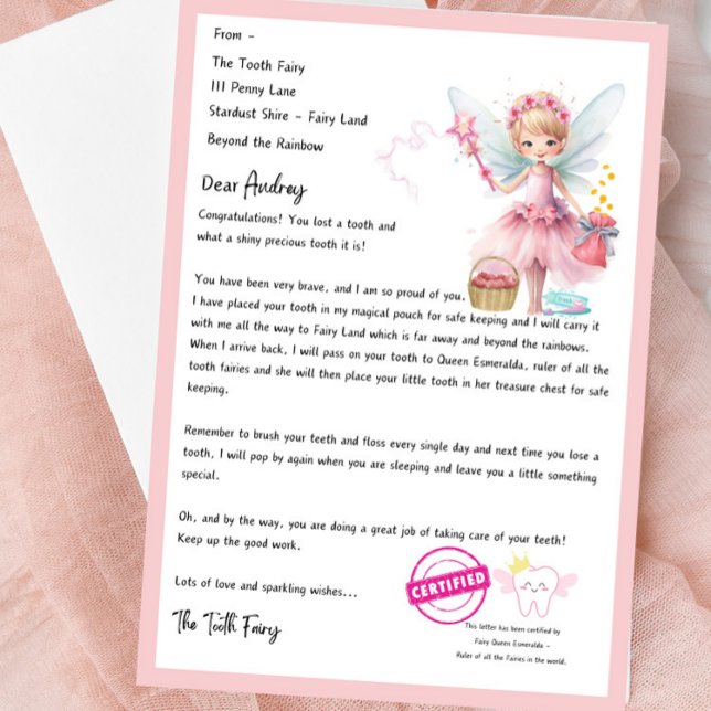 Super Niedlicher Personalisiert Tooth Fairy Letter Einladung (Personalized Tooth Fairy Letter Download or Made To Order)
