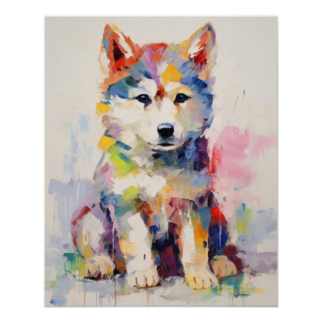 Super Niedlicher sibirischer Husky Hund Welpe 004  Poster (Vorderseite)