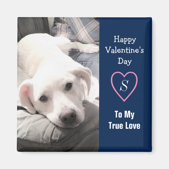 Super Niedlicher Valentinstag Navy Blauer Hund Magnet (Vorne)