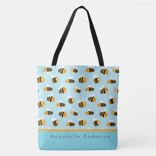 Super Niedliches Bienenmuster personalisieren Tote (Vorderseite)