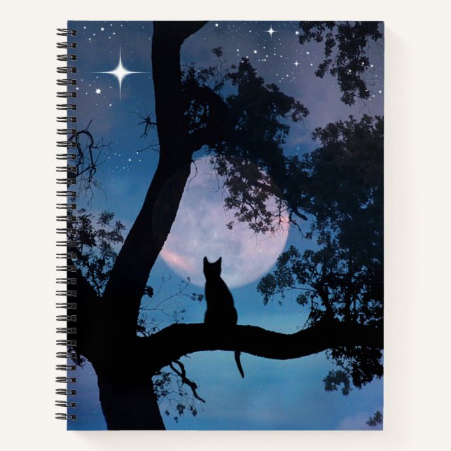 Super Niedliches Cat and Moon Notebook Notizbuch (Vorderseite)