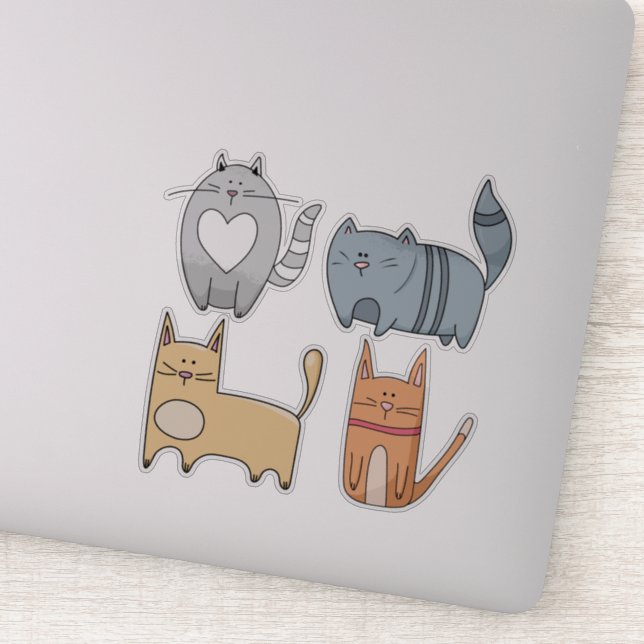 Super niedliches CATS-Set von 4 Notebook-Aufkleber Aufkleber (Detail)