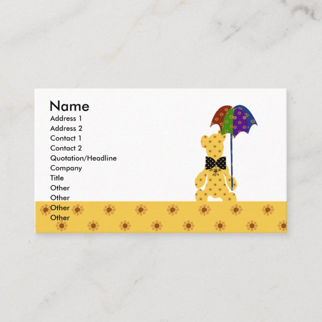 Super niedliches Kinderteddy-Bärn-tierisches Visitenkarte (Vorderseite)