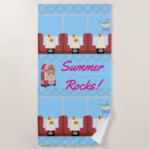 Super Niedliches Retro Diner Fun Fifties Design Strandtuch