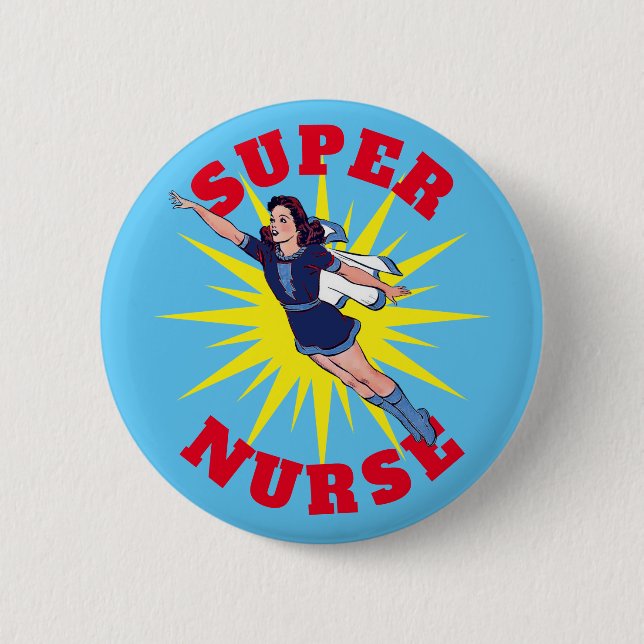 Super-Nurse-Heldin-Frauenvorlage Button (Vorderseite)