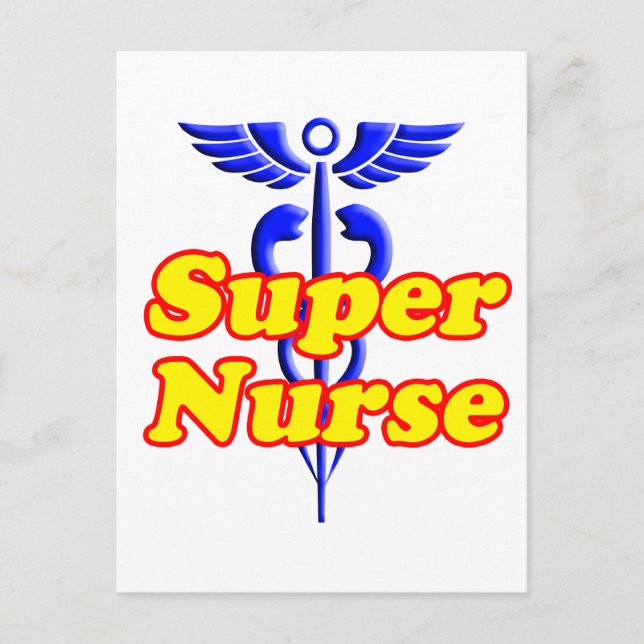 Super Nurse mit Caduceus Postkarte (Vorderseite)