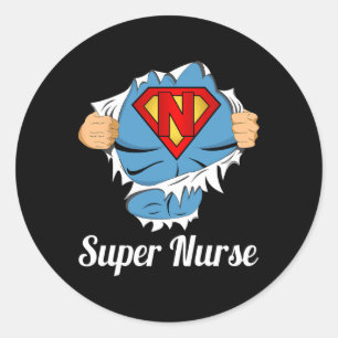 Super Nurse Superpower Runder Aufkleber