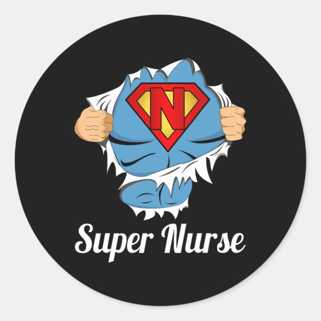 Super Nurse Superpower Runder Aufkleber (Vorderseite)