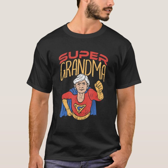 Super Oma Großmutter Superhero T-Shirt (Vorderseite)
