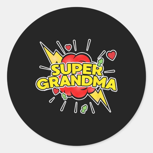 Super Oma Superhero - Tag der Großmutter Runder Aufkleber (Vorderseite)