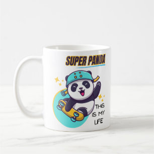 Super Panda Skateboard Langschläfchen Kaffeetasse
