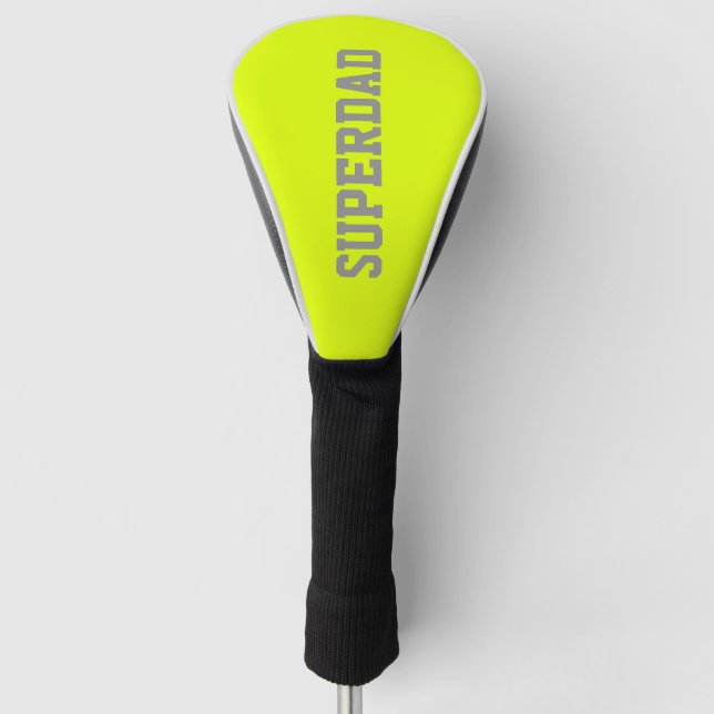 Super Papa in fluoreszierendem Gelb Golf Headcover (Vorderseite)