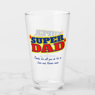 Super Papa individuelle Nachricht rot blau gelbe G Glas