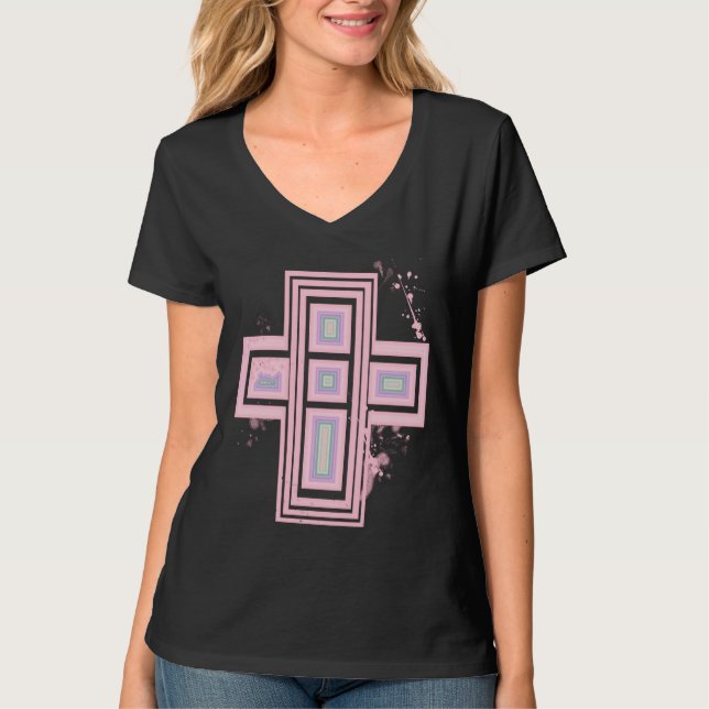 Super Pastel Goth Graffiti Cross T - Shirt (Vorderseite)