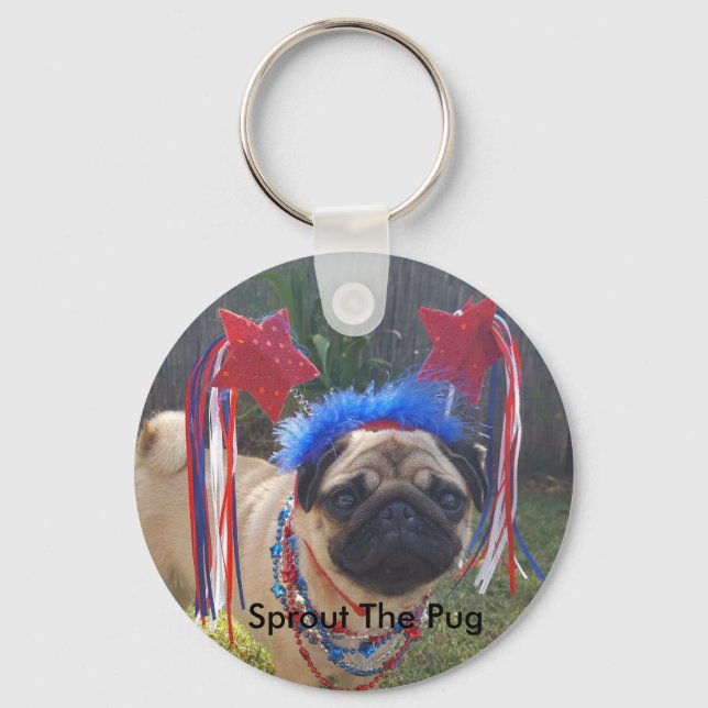 Super Patriotic Mops Schlüsselanhänger (Vorderseite)