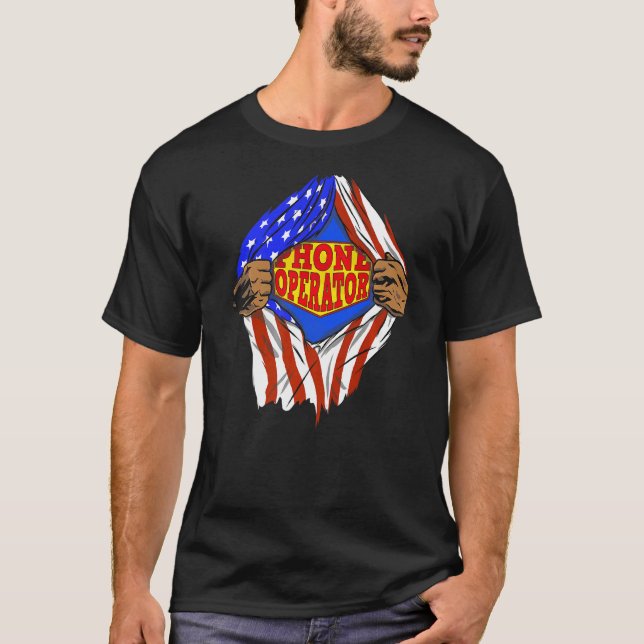 Super Phone Operator Helden Job T-Shirt (Vorderseite)