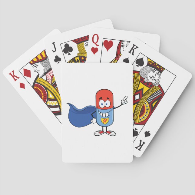 Super-Pillen-Comic-Held Charakter Spielkarten (Rückseite)