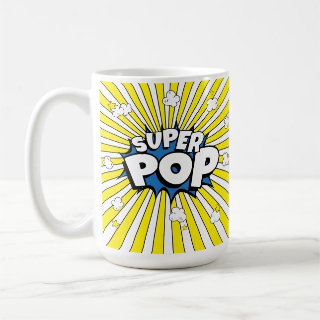SUPER POP! Quirky Fun Comic Book Pop Art Pun  Kaffeetasse (Links)
