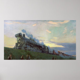 Super power steam engine, 1935 poster