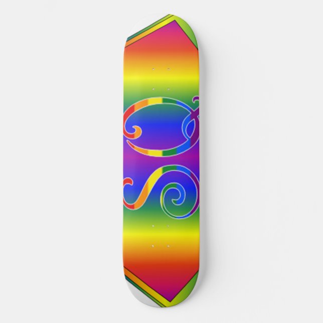 Super Queer (SQ) Gay Pride Cape Skateboard 8 ½" (Vorderseite)
