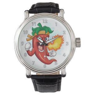 Super Red-Hot Cartoon Chili Pepper Armbanduhr