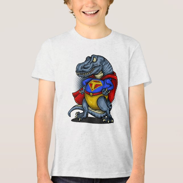 Super Rex: Der ultimative Dinosaurier-Held Tri-Blend Shirt (Vorderseite)