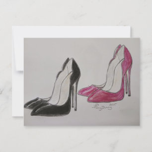 Super Rot und schwarz High Heels Schuhe Postkarte
