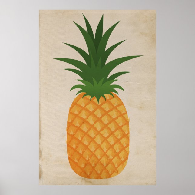 Super rustikales Ananas Grafisches altes Papier Poster (Vorne)