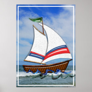 Super Sailboat auf Hoher See Poster