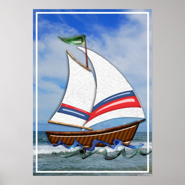 Super Sailboat auf Hoher See Poster (Vorne)
