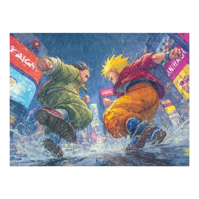 Super Saiyan Goku Epic Rain Fight Fotodruck (Vorne)