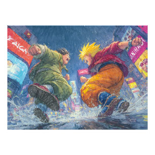 Super Saiyan Goku epischer Regen Kampf Fotodruck
