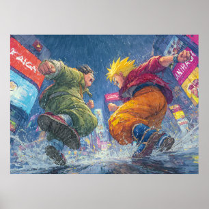 Super Saiyan Goku epischer Regen Kampf Poster