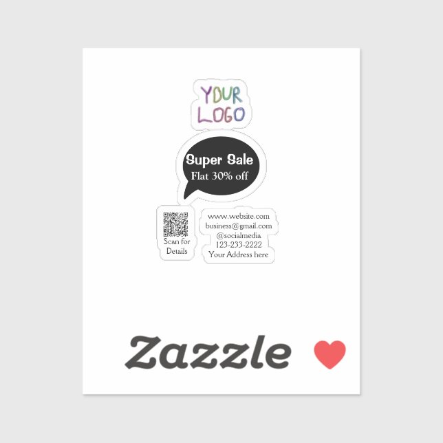super sale business discount scan QR code details  Aufkleber (Blatt)