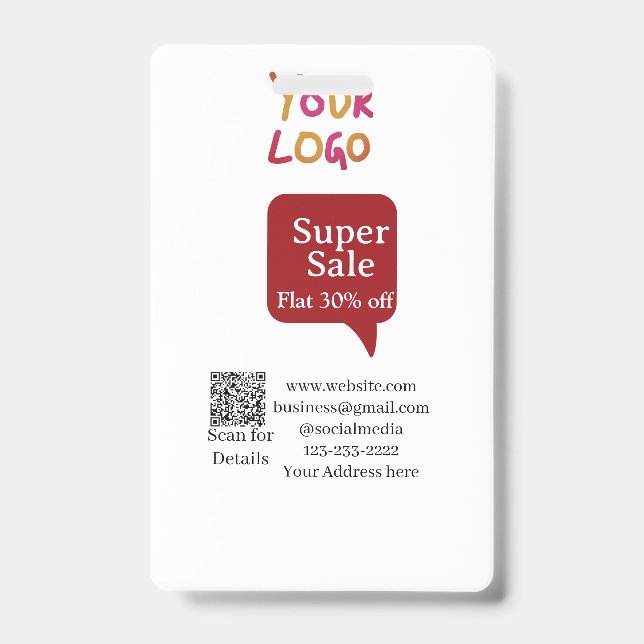 Super Sale Geschäft Rabatt Scan QR-Code Details  Ausweis (Vorderseite)